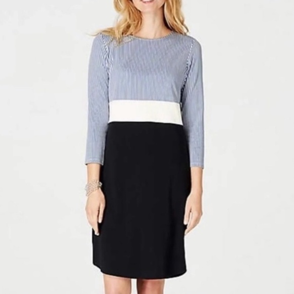 EUC J. JILL Striped Color Block Jersey Dress Size Small - Picture 1 of 6